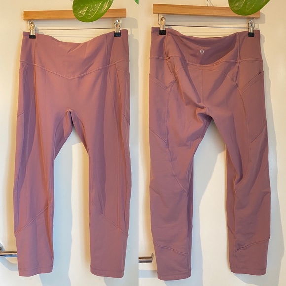 lululemon athletica Pants - Lululemon ➰ ladies mauve 7/8 length compression high waisted side pockets CAN12